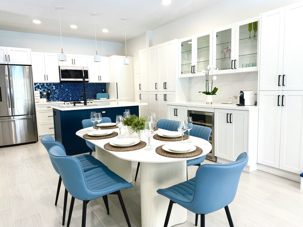Chef's kitchen with island and high-end appliances