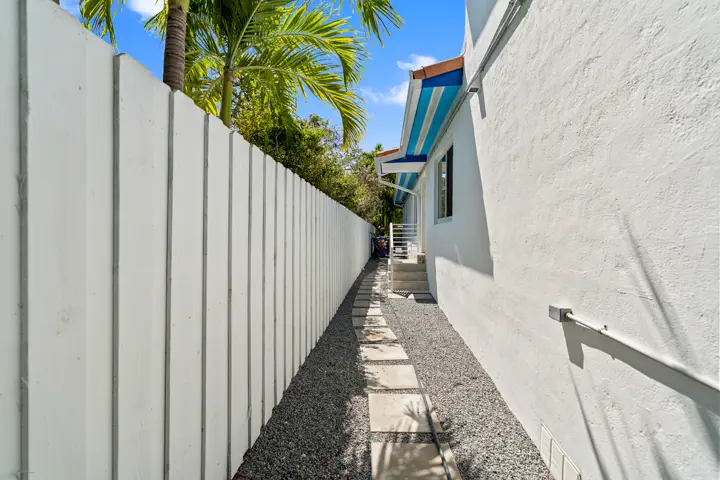 Walkway alongside the home
