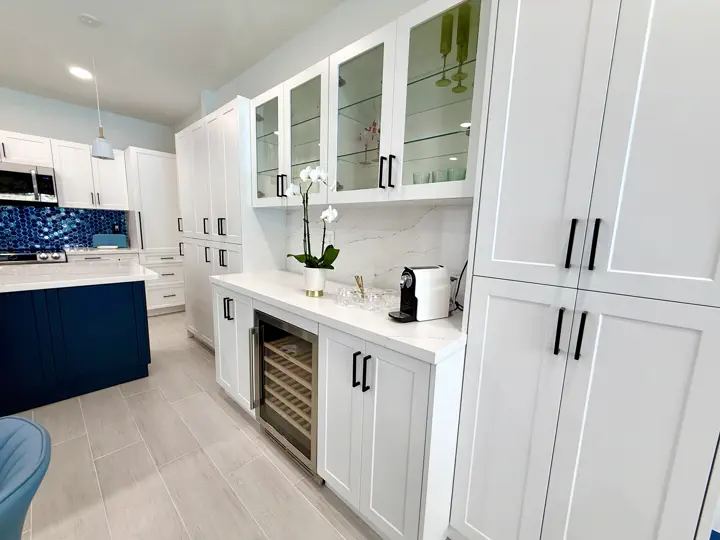 White kitchen cabinetry and counters