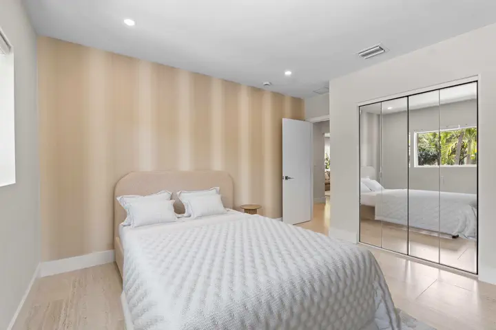 En-suite bedroom with soft tones