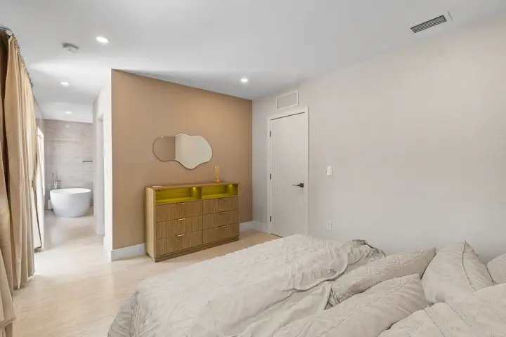 Bedroom with custom closets